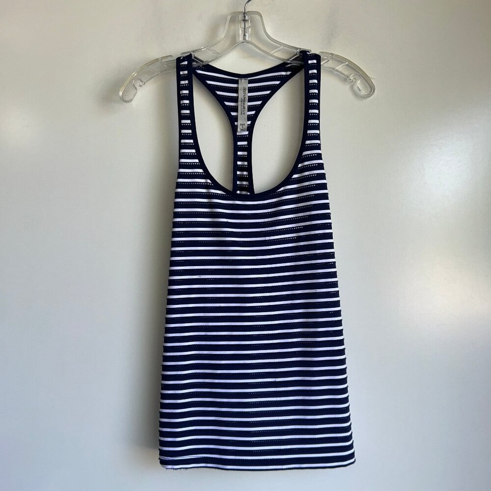 Lorna Jane Racerback Athletic Tank Top Navy & White Stripe Size Small ~ EUC